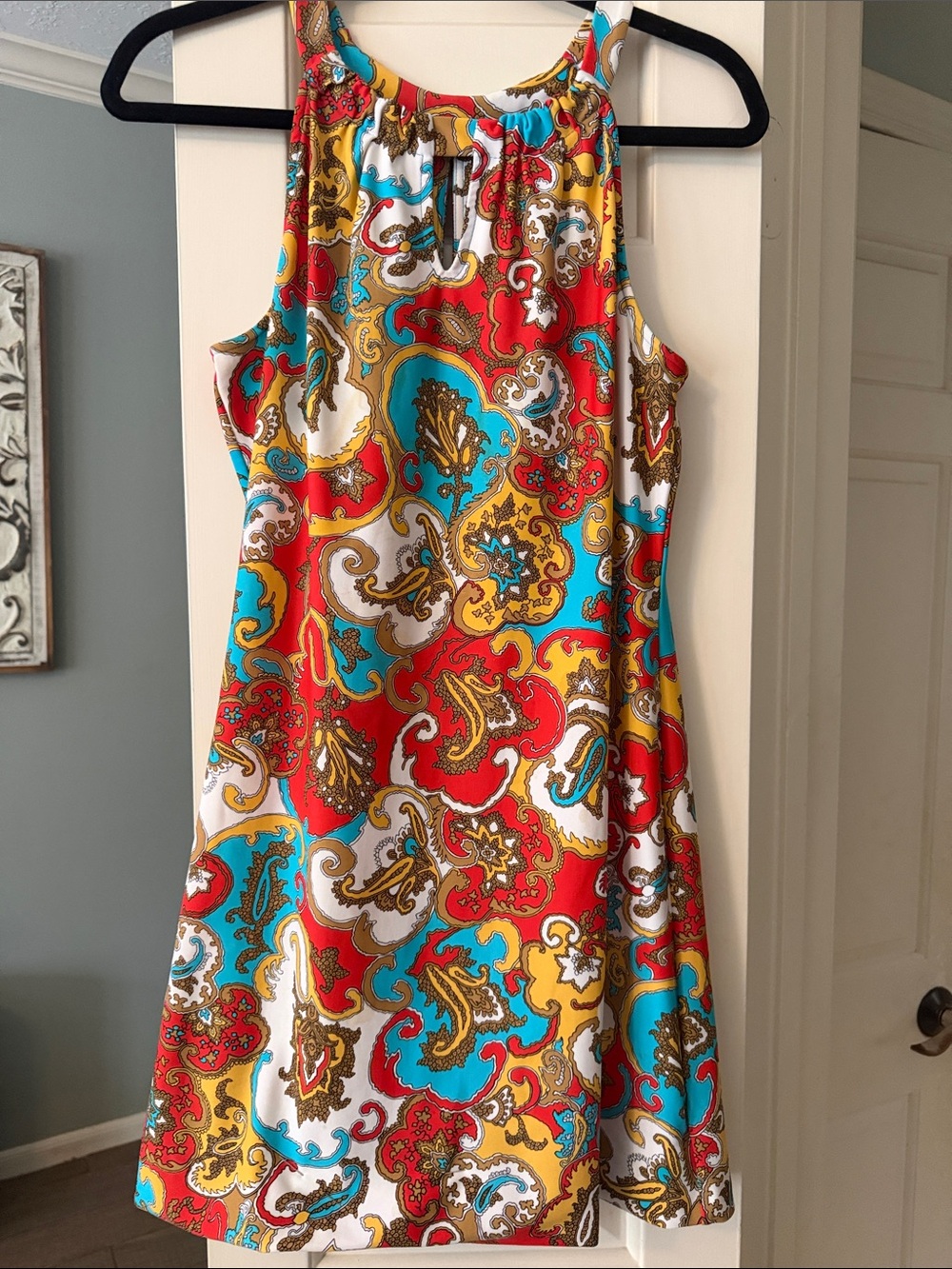 Multi-Color Paisley Halter Shift Dress - Women